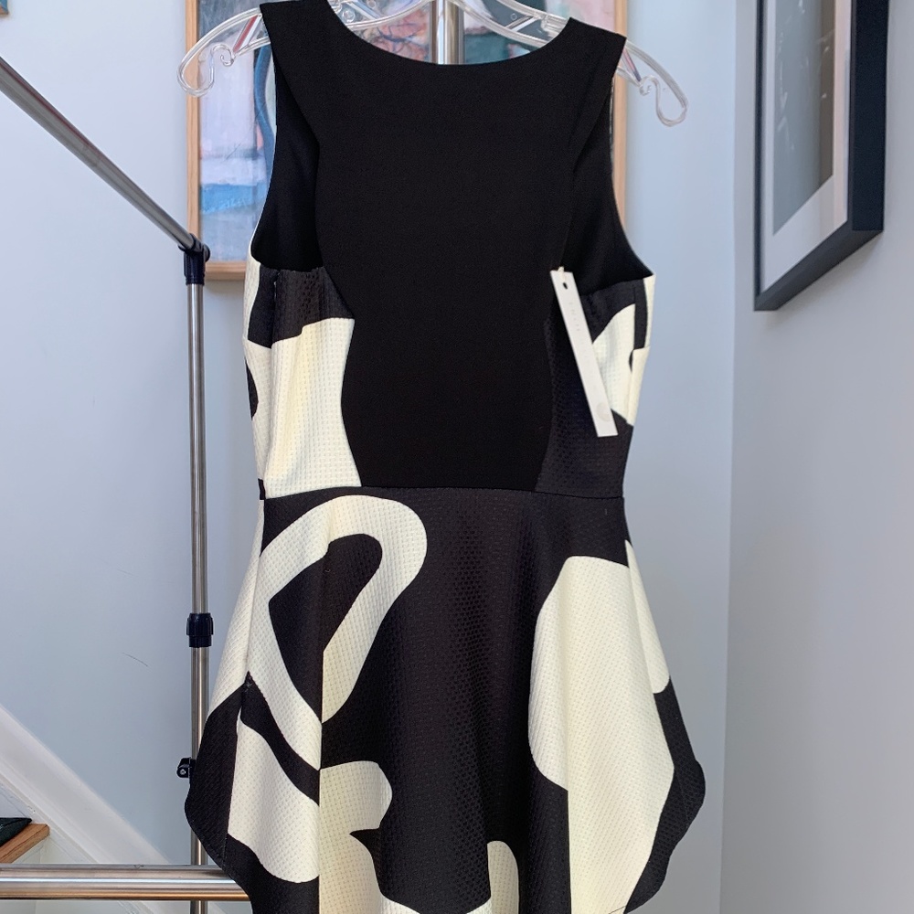 Black and White Skater Style/Hi-Low Sleeveless Top